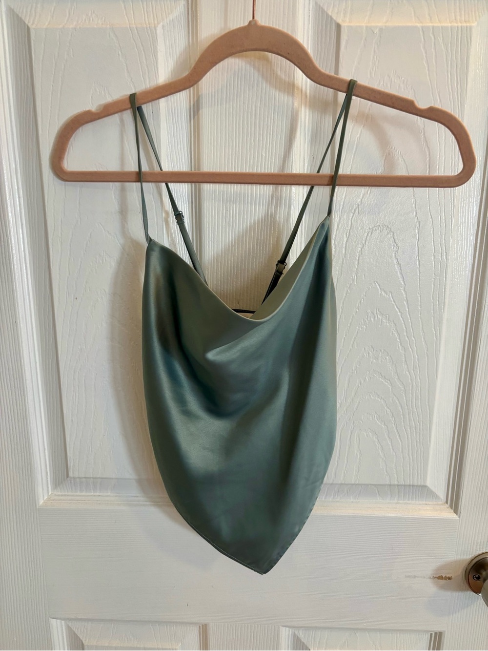 OAK + FORT Satin Cowl Camisole in Sage